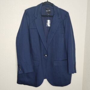 Madewell The Larsen Blazer in Drapeweave Deep Indigo Plus Size 2X NK342 NWT